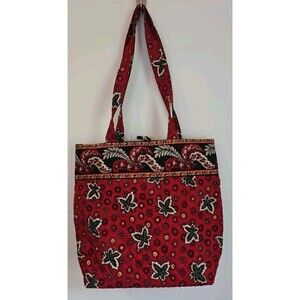 Vera Bradley Retired Rare Red Coin Quilted Cotton Tote Purse Bag Vintage